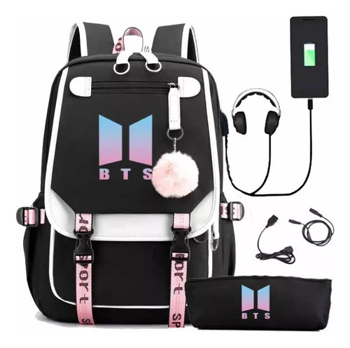 Mochila Y Estuche Bts, Cable De Datos