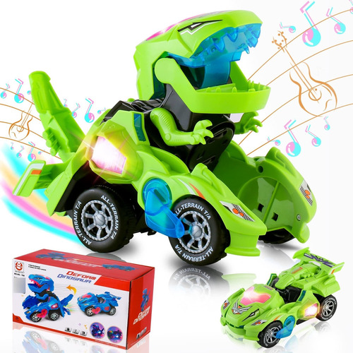 Dinocoche Transformable Led Con Música Para Niños