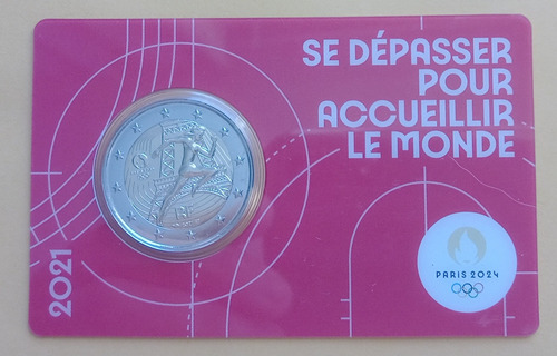 Moeda 2 Euros 2021 - Olimpiadas Paris 2024 Card (Usado)
