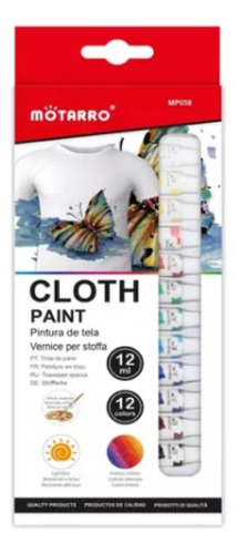Pintura Textil Telas Para Ropas Manualidades 12 Colores 6ml