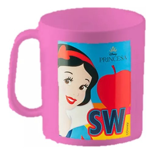 Caneca Plástico Disney Princesas Branca De Neve Rosa 400ml