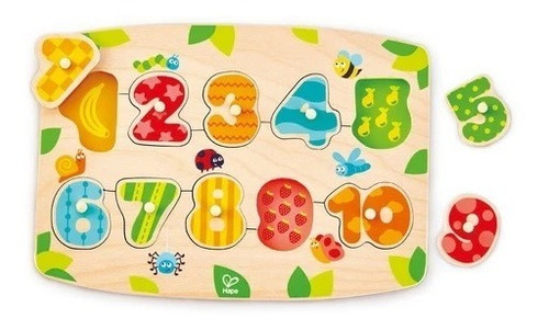 Puzzle Números Con Tarugo De Madera Hape Juego Encaje