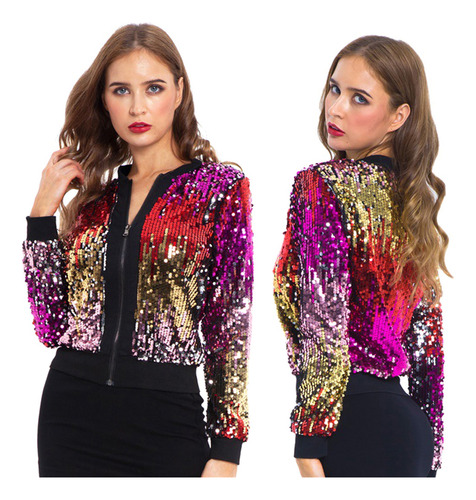 Abrigo Para Mujer Con Mangas De Lentejuelas, Chaquetas Brill