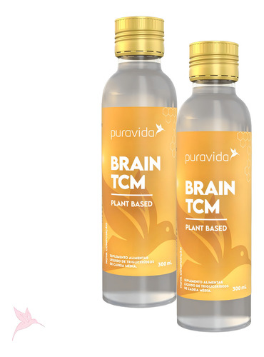 Kit 2x Brain Tcm 300ml Pura Vida Óleo De Coco Mct Liquido Sabor Neutro