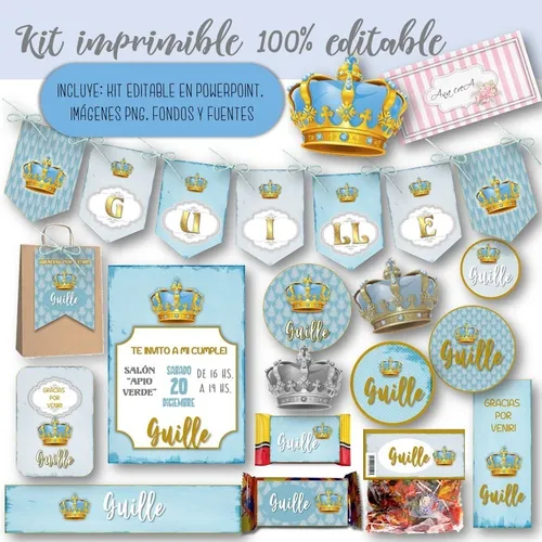 comprar Kit Imprimible Corona Nene 100% Editable Mod.9 Candy Bar
