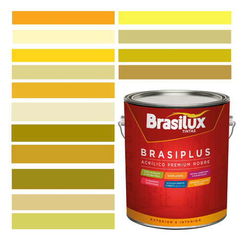Tinta Amarela Para Parede Lavável 3.2l Fosca Brasiplus 
