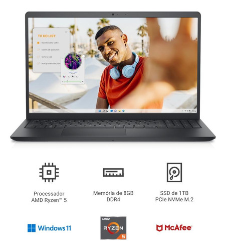 Notebook Dell Inspiron I15-a0507-m20p 15.6 Full Hd Amd Ryze