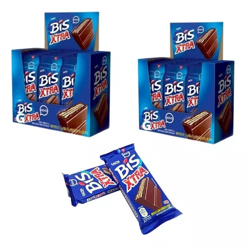 Kit 2cx Chocolate Bis Xtra Ao Leite C/24un. 45g Cada - Lacta