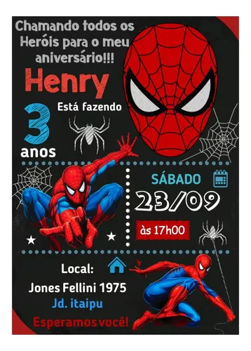 Convite Virtual - Homem Aranha