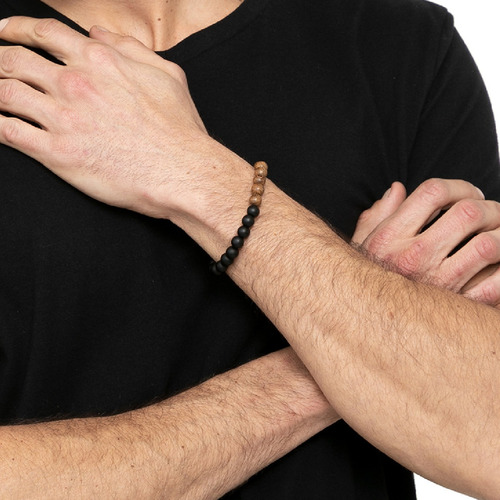 Imagen 6 de 10 de Pulsera De Piedras Naturales Madera Onix