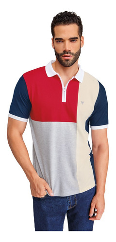 Playera Tipo Polo Con Bloques De Color 906-11