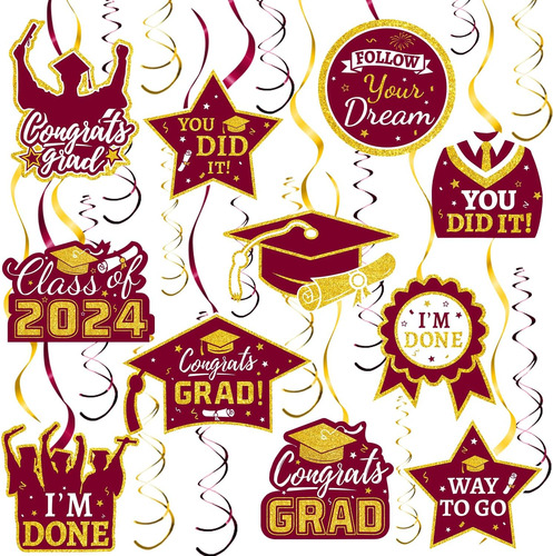 54 Piezas De Decoraciones De Graduación De Clase De 2024, Re