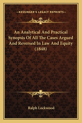 Libro An Analytical And Practical Synopsis Of All The Cas...