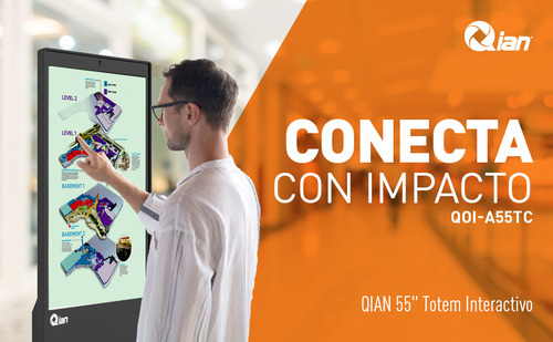 Kiosco Totem Qian Publicitario, 55 Pulgadas 3840 X 2160 Pixeles, Ips, Pantalla Tactil Ir10, Ram 4gb, 32gb, Interactivo, Android 11 , Usb, Wi-fi, Lan, Bluetooth, Vidrio Templado, Con Control Remoto