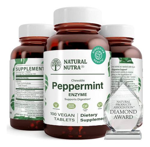 Suplemento De Enzimas Digestivas Masticables De Menta Natura