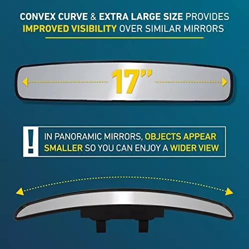 GOODYEAR [Súper grande] Espejo retrovisor panorámico de 17 pulgadas para  automóviles/SUV, [Promueve la seguridad] Ayuda con el estacionamiento