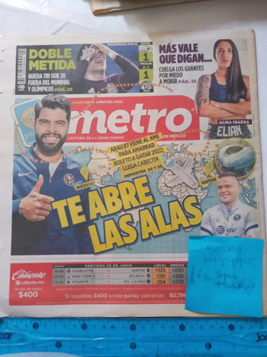 Revista Periódico Metro, N8947 Junio 2022 (Usado)
