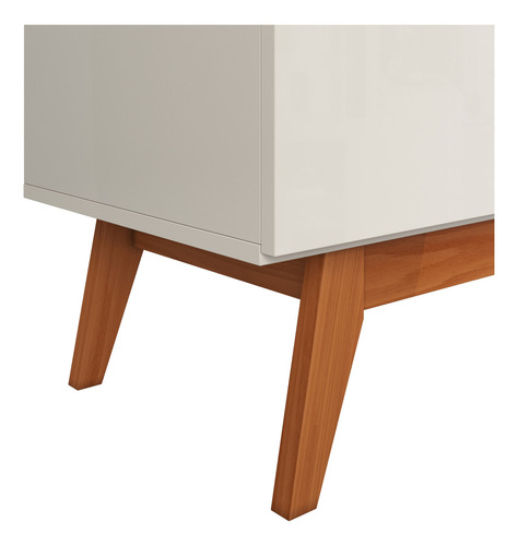 Aparador Buffet Decorativo Mallorca Moderno 4 Portas Off White Com Nature - Minha Loja De Móveis