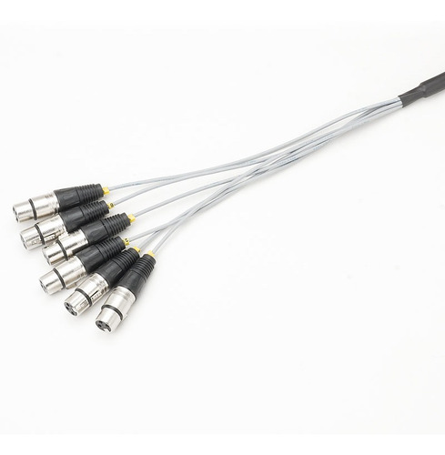Fio XLR do 6 XLR fêmeas em 6 XLR machos Cabos Aquarius MC06X25 preto do 25m