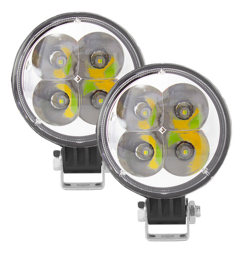 2 Faros De 4 Leds Luz Blanca Fija Y Estrobo Tunelight 12w