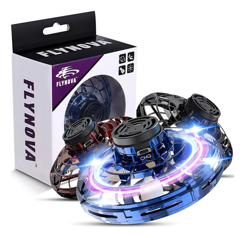 Drone De Brinquedo Flynova Spinner Led Rgb - Azul Preto