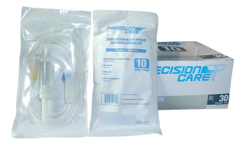 Equipo De Infusión Macrogoteo Con Válvula X 30 Unidades