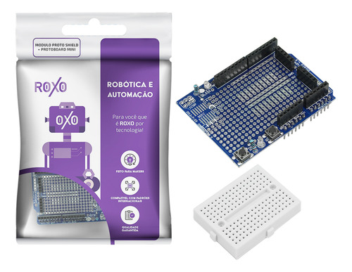 Placa Robótica Protoshield Uno Com Protoboard 170 Pontos
