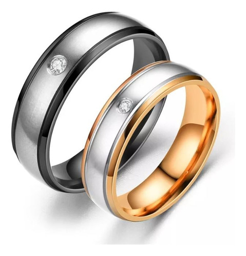 Anillo Compromiso Alianzas Color Oro Casamiento Con Piedra