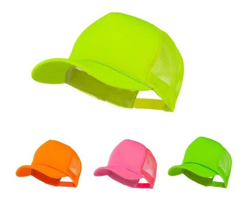 12 Gorras Cap Trucker Fluo+ 12 Anteojos Retro Cotillon