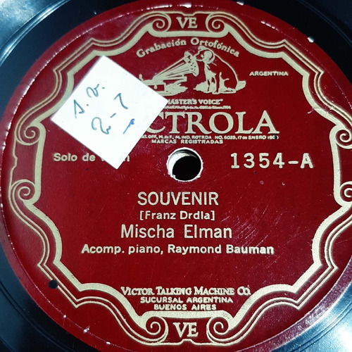 Pasta Mischa Elman Raymond Bauman Victrola C479