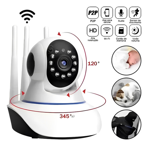 Ip Camera Conexão Wi-fi P2p Hd Com Áudio Fácil Instalação