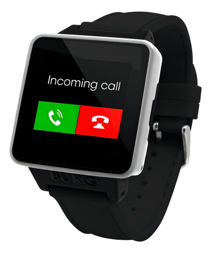 Smartwatch Burg Neón 16 A display de 1.54" con correa color negro y caja color plata