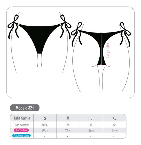 Bikini Calzón Colaless Basico Con Amarras Azul