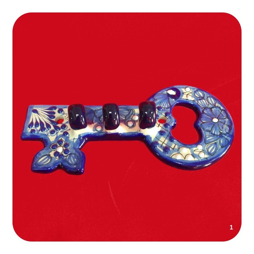 Imagen 3 de 9 de Porta Llaves De Talavera Poblana Azul 19x8 Cm Perchero