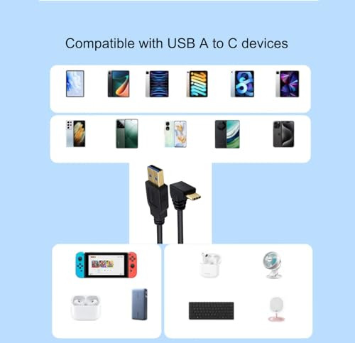 Cable Usb A Usb C A 90 Grados, Cable De 5 Pies Usb 3.0 Tipo
