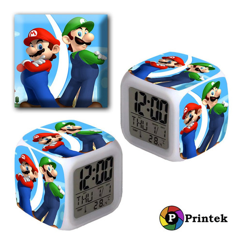 Reloj Despertador Iluminado Mario Bros - Varios Diseños 