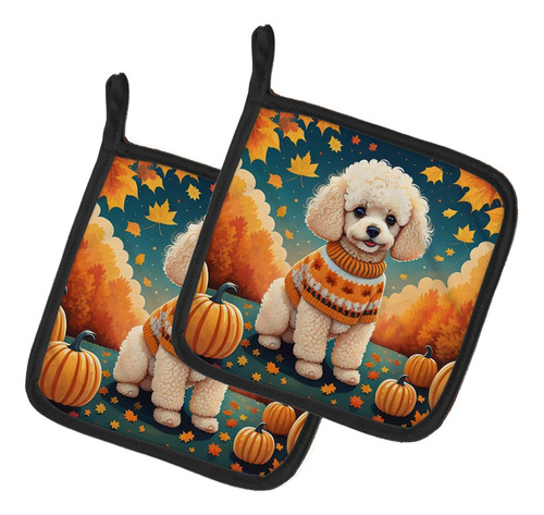 Dac1063pthd Poodle Fall Pair Of Pot Holders Kitchen Heat Res