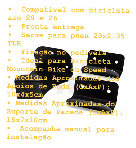 Imagem 5 de 10 de Suporte De Parede Horizontal Para Bike Mtb Ou Speed 3v Bike