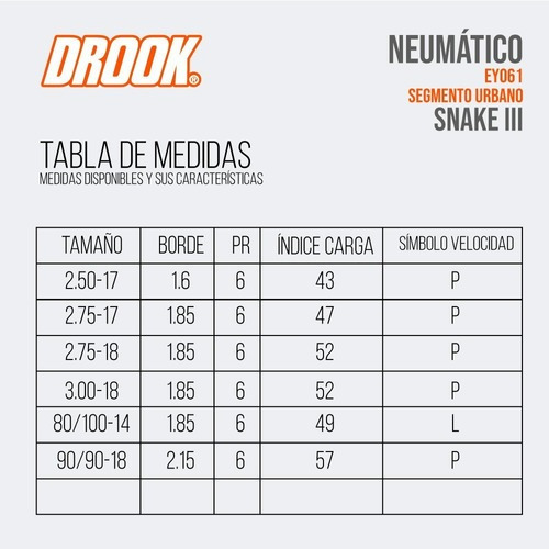 Imagen 2 de 3 de Cubierta Drook 90/90-18 Tt 6 Telas Cg Titan Ybr Rx