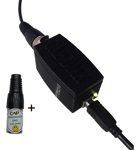 Combo Interface Usb Dmx 512 Negro + Terminador Dmx 120