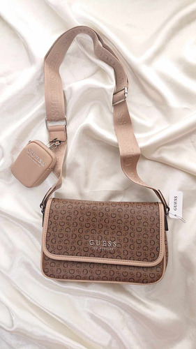Guess Draven Crossbody Multipocket Color Marrón Diseño De La Tela Monograma