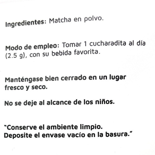Infusion Matcha En Polvo Vidanat Con 50 Gramos