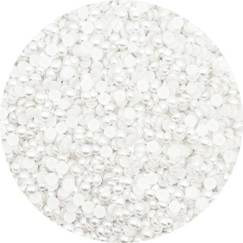 Cuentas De Perlas Planas Para Joyas Arte De Uñas Diy Color Blanco Diámetro 6 Mm