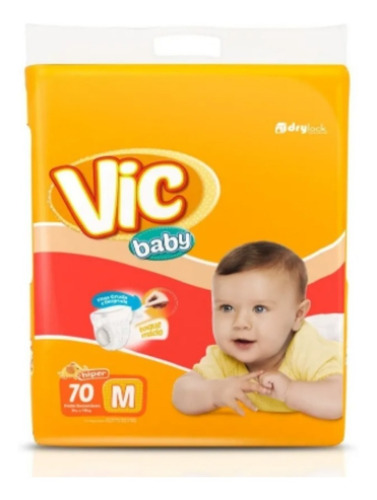 Fralda Descartável Capricho Infantil Vic Baby M Com 70 Unid