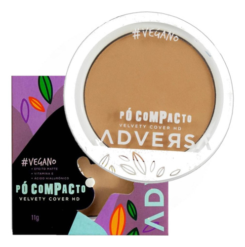 Base de maquiagem em pó Adversa vegano Pó Facial Compacto Vegano Adversa em Atacado tom 300 - 11g