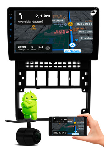 Multimidia 9'' Android Flutuante Gol G2 Android Auto Carplay