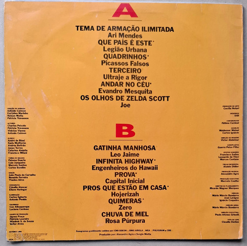 Lp Armação Ilimitada 1988 Engenheiros Legião Ultraje Vinil Estandar (Usado)