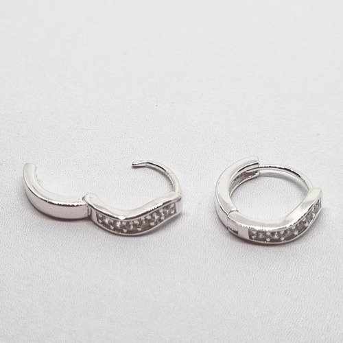 Imagen 6 de 9 de Aros Plata Rodinada Argolla Micro Pave 14 Mm