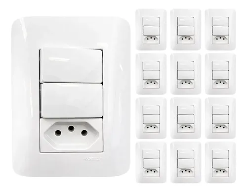 2台セット　N11/M34 Kit 15 X Interruptor Duplo Simples 10a + 1 Tomada 2p+t 10a