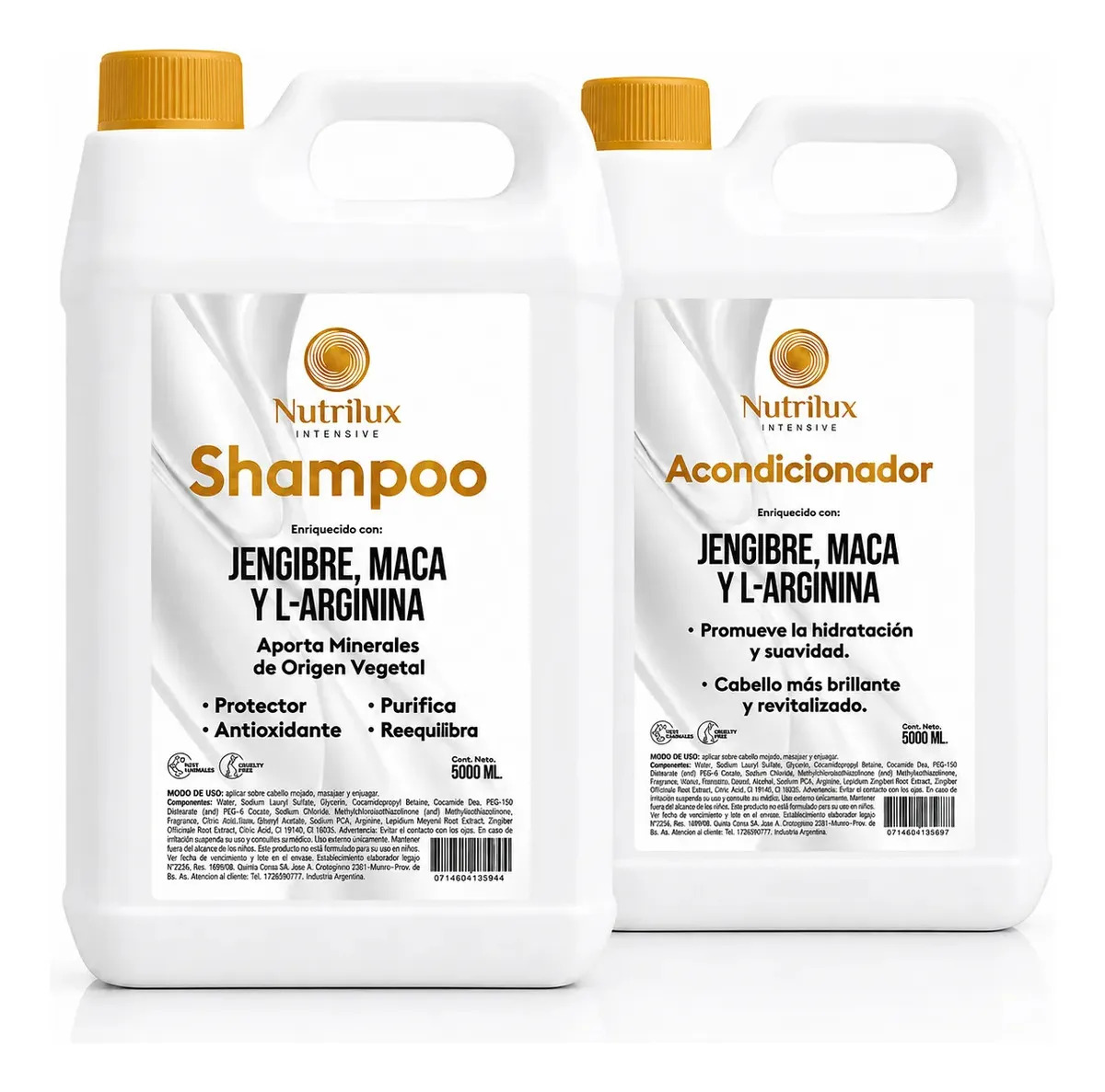 5 Litros Acondicionador Jenjibre + 5 Shampoo Nutritivo - Shampoo/Acondicionador